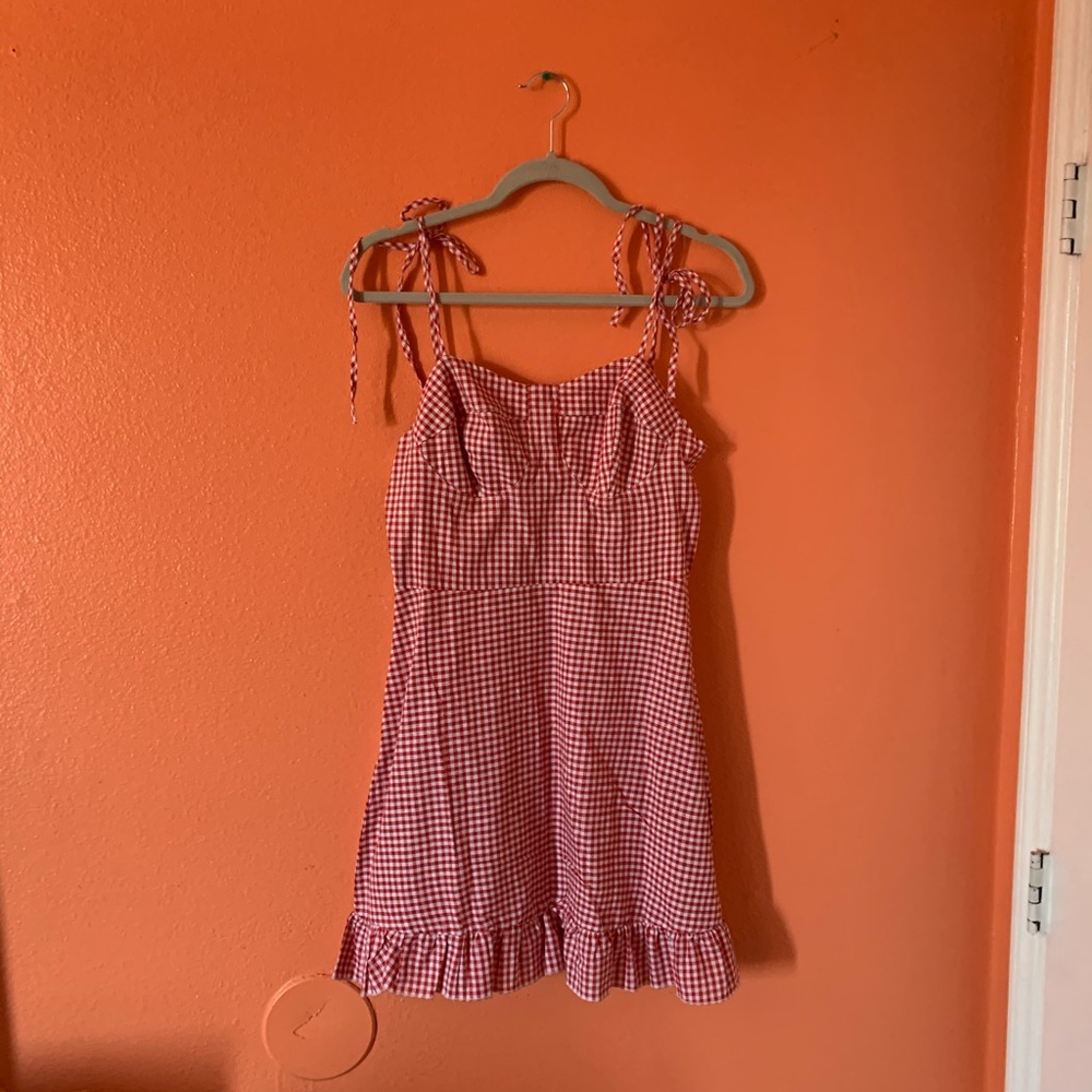 Mini gingham dress red and white